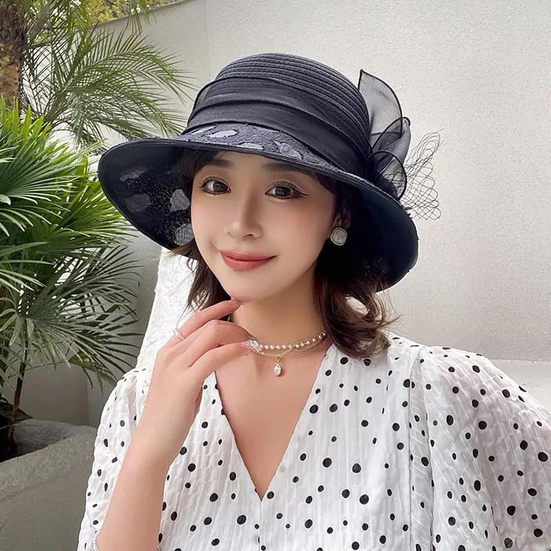 New Hat For Women in Summer, Fashionable And Versatile, Retro Organza, Small Coastal Sun Protection Hat, Sun Visor Hat