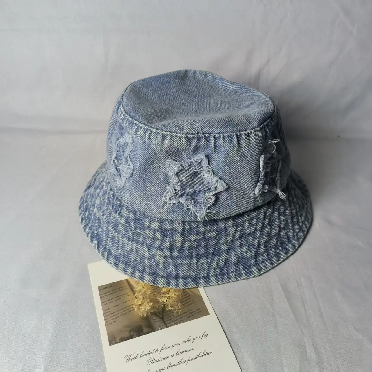 2025 New Five Pointed Star Patch Denim Fisherman Hat for Women, Sweet Retro Street Versatile Bucket Hat