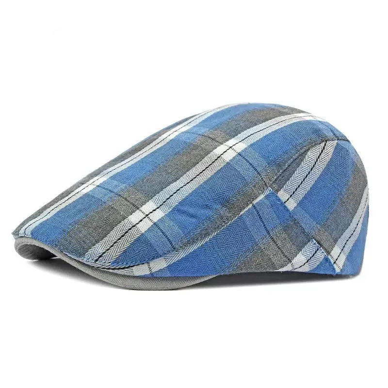 Checkered Painter Hat Duckbill Hat Beret Women's Spring And Summer Thin Breathable Men's Artistic Retro Forward Hat