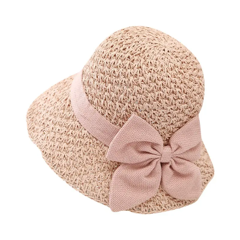 Summer Fresh Sun Hat, Grass hat, Small Edge Fisherman Hat, Simple Bow, Japanese Versatile Beach Sun Hat