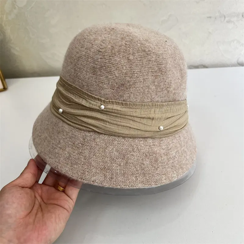 New Retro Korean Hat Women's Versatile Wool Blend 2024 Autumn/Winter Fisherman Hat Women's British Hat