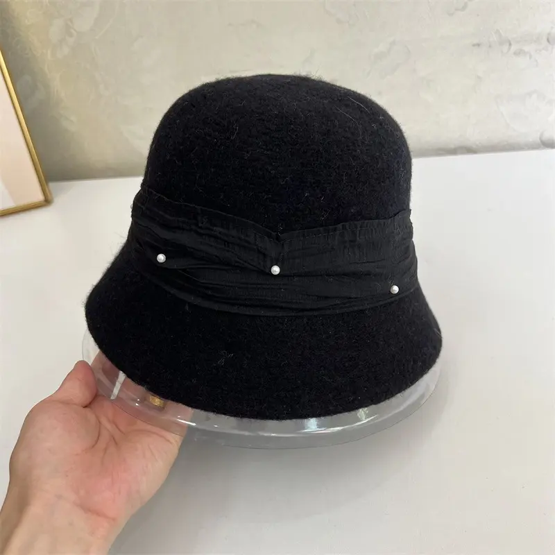 New Retro Korean Hat Women's Versatile Wool Blend 2024 Autumn/Winter Fisherman Hat Women's British Hat