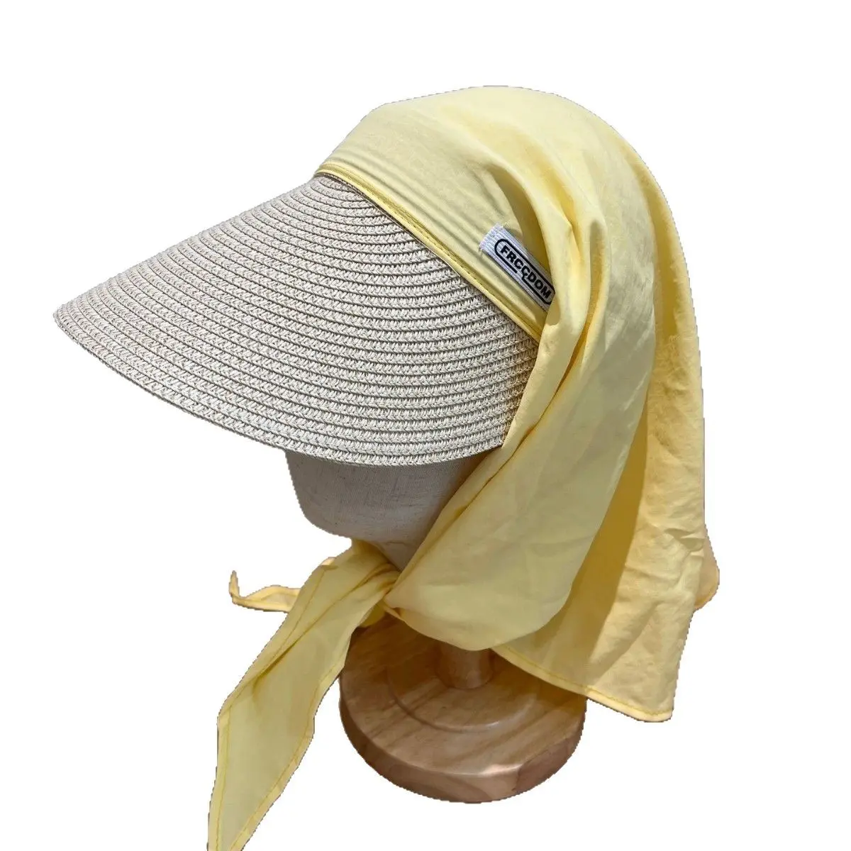 2025 New Large brimmed Grass like Hat for Women's Vacation, Foldable Sunscreen Cover, All in One Headband Sunscreen Hat