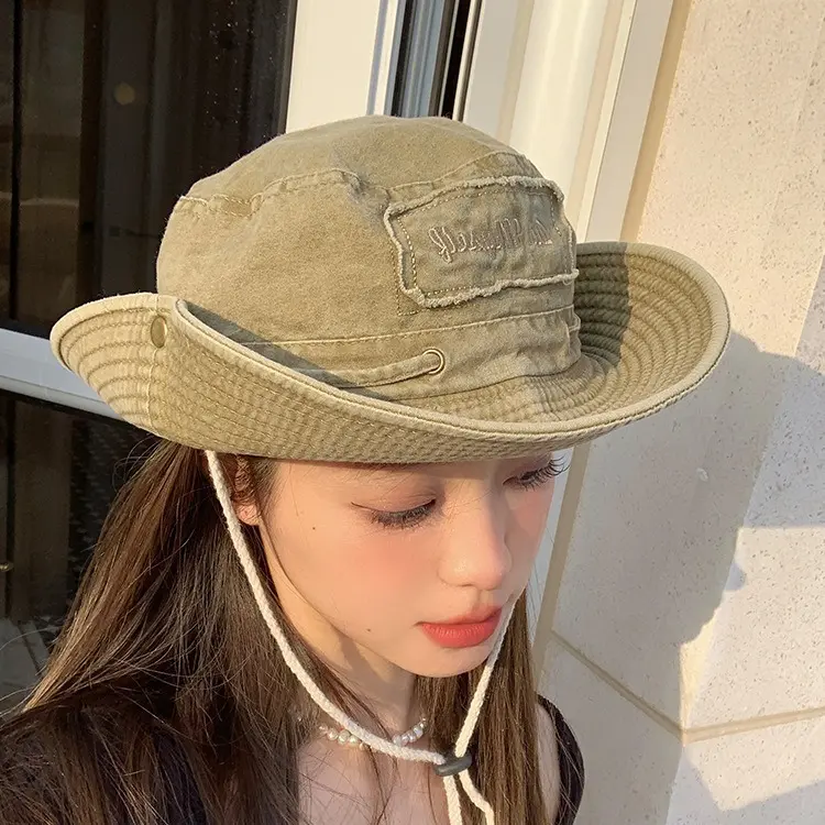 Retro Western Cowboy Hat Female Hot Girl Japanese Versatile Sunshade Outdoor Mountaineering Hat Fisherman's Hat