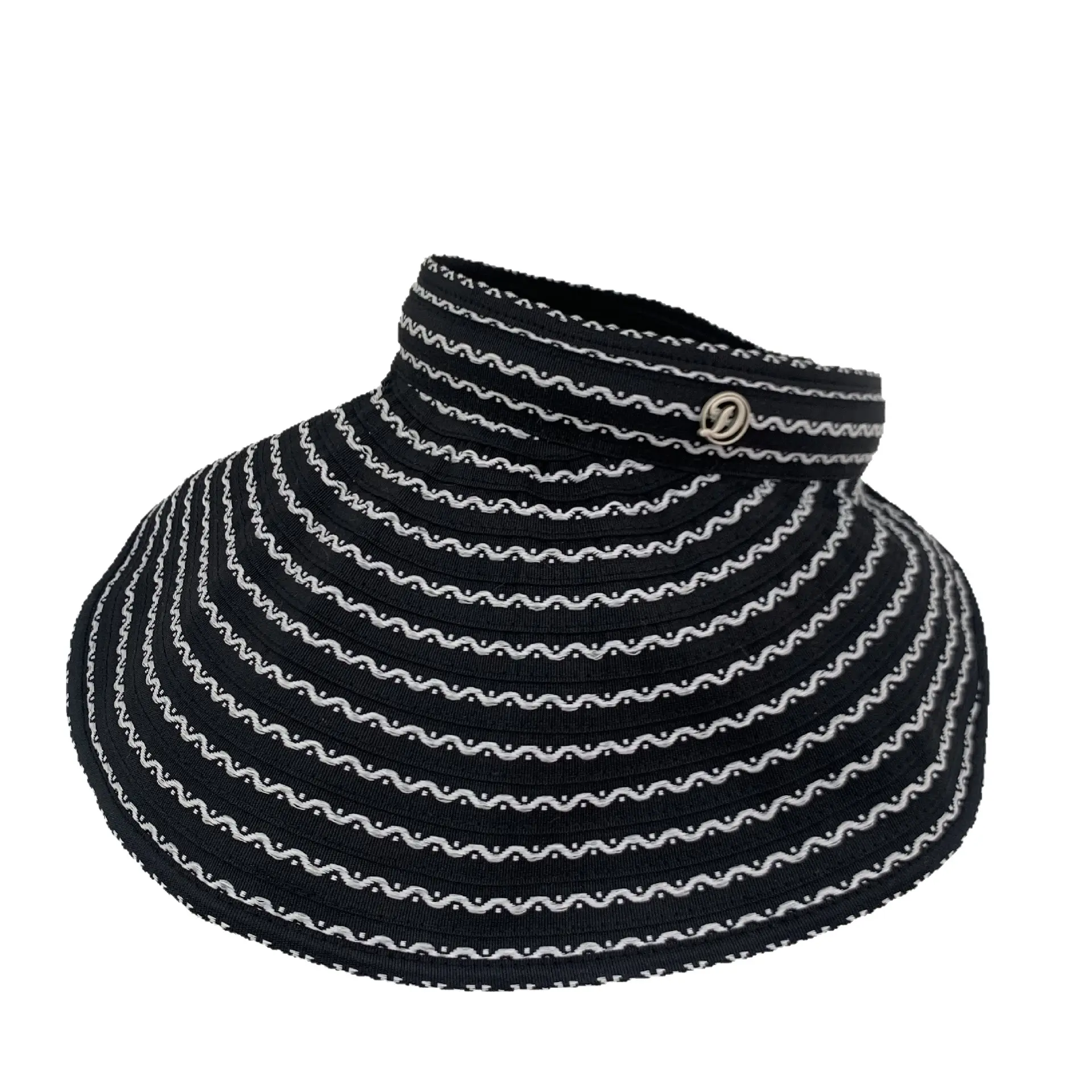 New Fashion Style Striped Sky Top Hat Hair Hoop Dual purpose Foldable Oversized Eaves Sunshade Hat Sun Hat