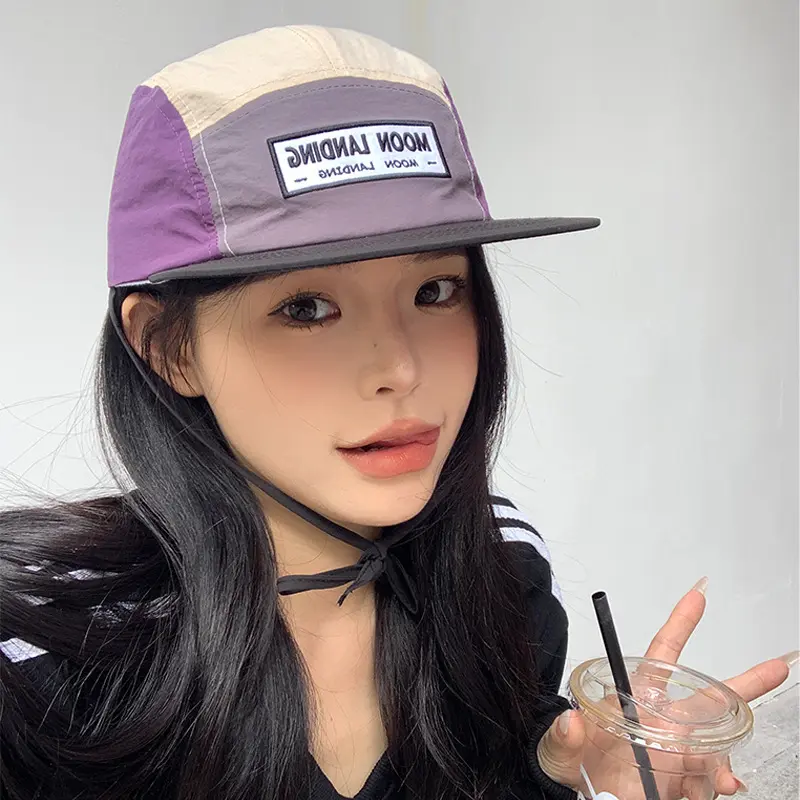 Color Blocked Quick Drying Duckbill Cap, Children's Flat Brim Personality, Versatile Sun Shading, Wide Brim Baseball Cap