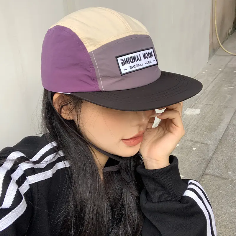 Color Blocked Quick Drying Duckbill Cap, Children's Flat Brim Personality, Versatile Sun Shading, Wide Brim Baseball Cap