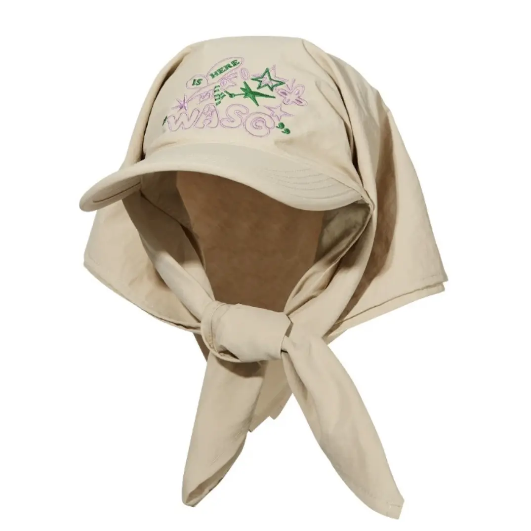 New Embroidered Color blocked Headscarf Hat Strap Duck Tongue Hat Women's Summer Outdoor Sunshade Hat Beach Sun Hat