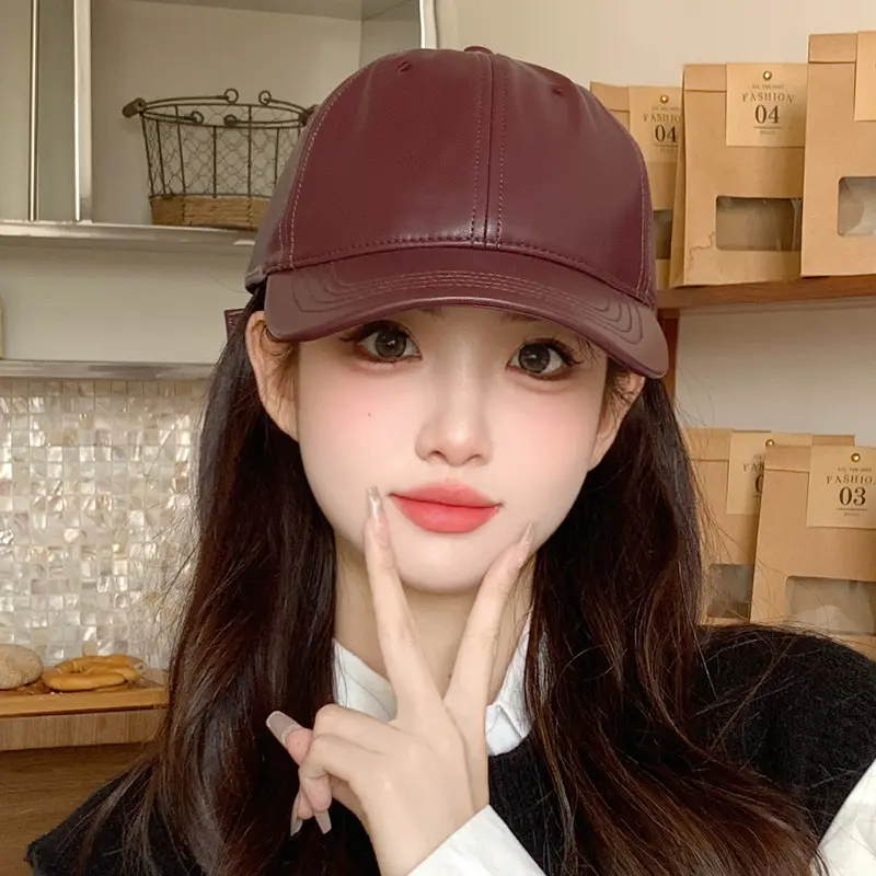 Japanese Leather Duckbill Cap for Autumn and Winter, Fashionable and Versatile, Wide Brim Baseball Cap, New Style Hat