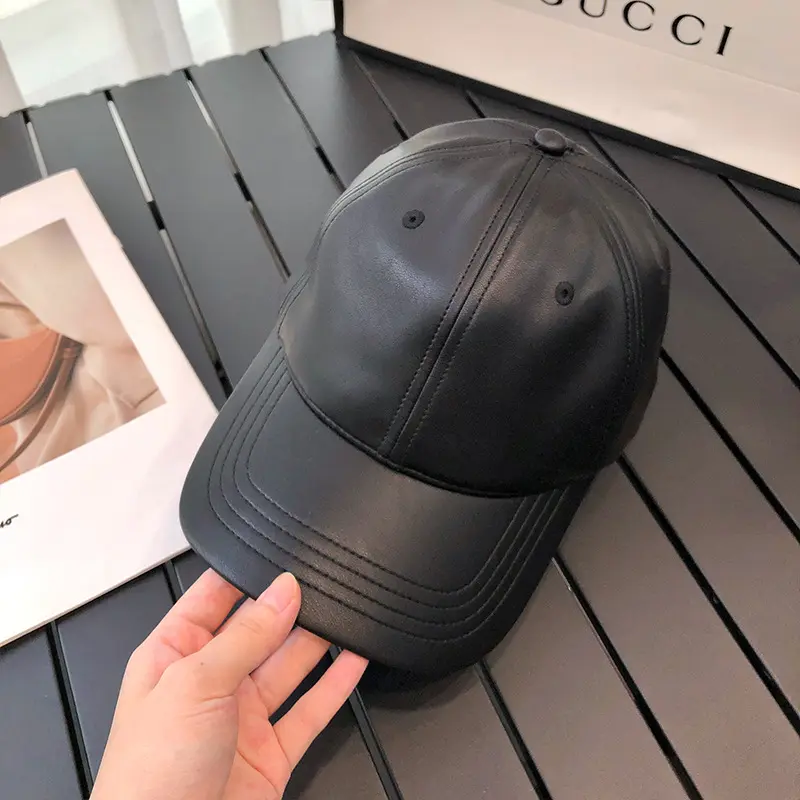 Japanese Leather Duckbill Cap for Autumn and Winter, Fashionable and Versatile, Wide Brim Baseball Cap, New Style Hat