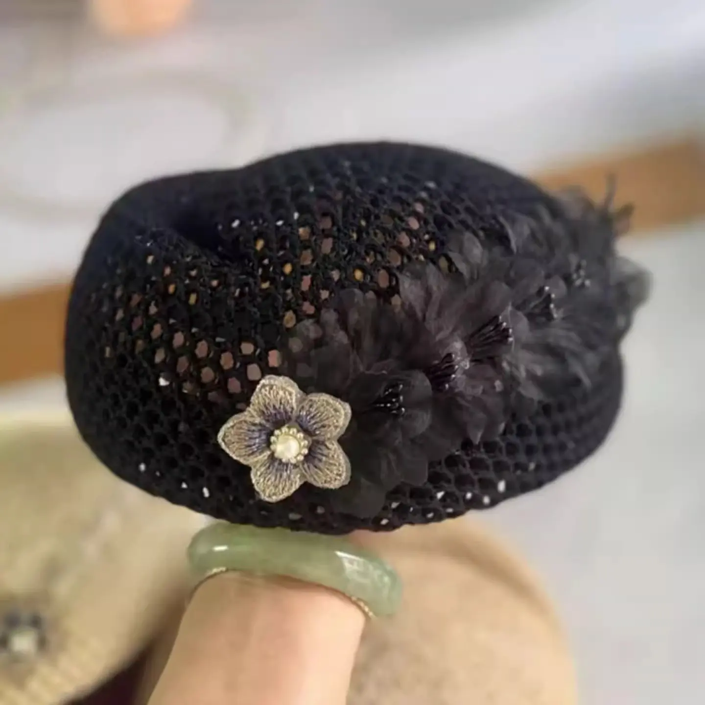 2025 New Fashionable Hollow Breathable Flight Attendant Hat, Women's Trendy Versatile Summer Beret, Elegant Hat