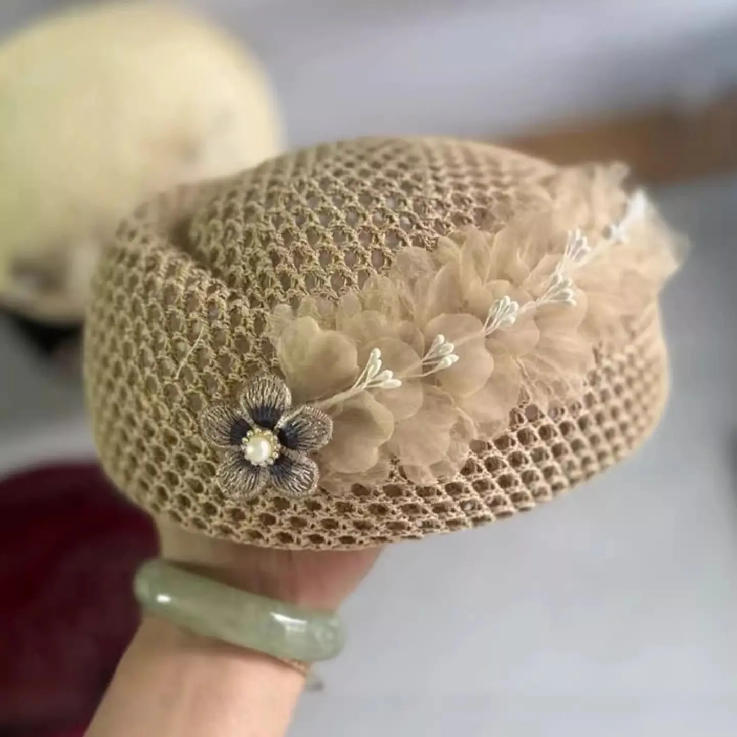 2025 New Fashionable Hollow Breathable Flight Attendant Hat, Women's Trendy Versatile Summer Beret, Elegant Hat