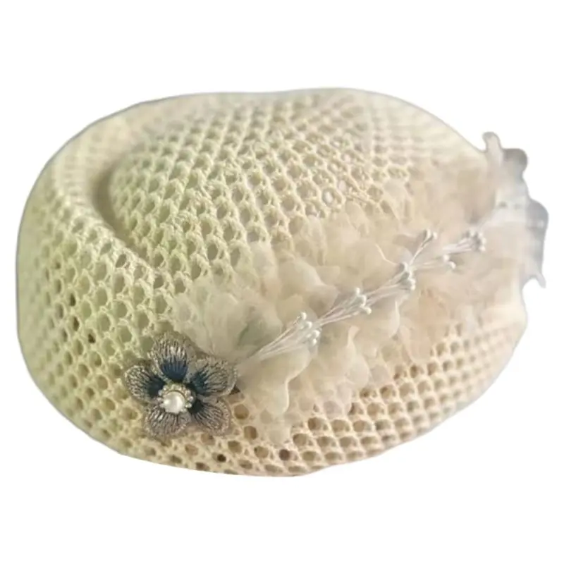 2025 New Fashionable Hollow Breathable Flight Attendant Hat, Women's Trendy Versatile Summer Beret, Elegant Hat
