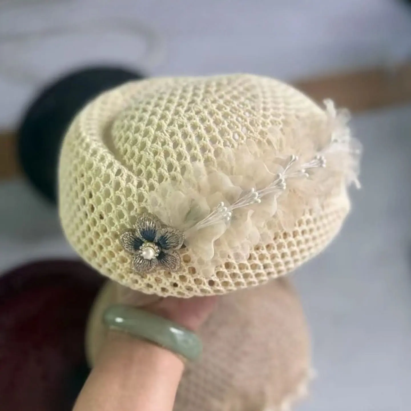 2025 New Fashionable Hollow Breathable Flight Attendant Hat, Women's Trendy Versatile Summer Beret, Elegant Hat