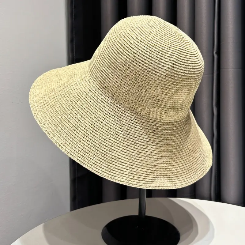 Japanese Minimalist Foldable Travel Sun Hat, Beach Fisherman Hat, Women's Spring and Summer Grass Hat, Sun Hat, Sun Hat