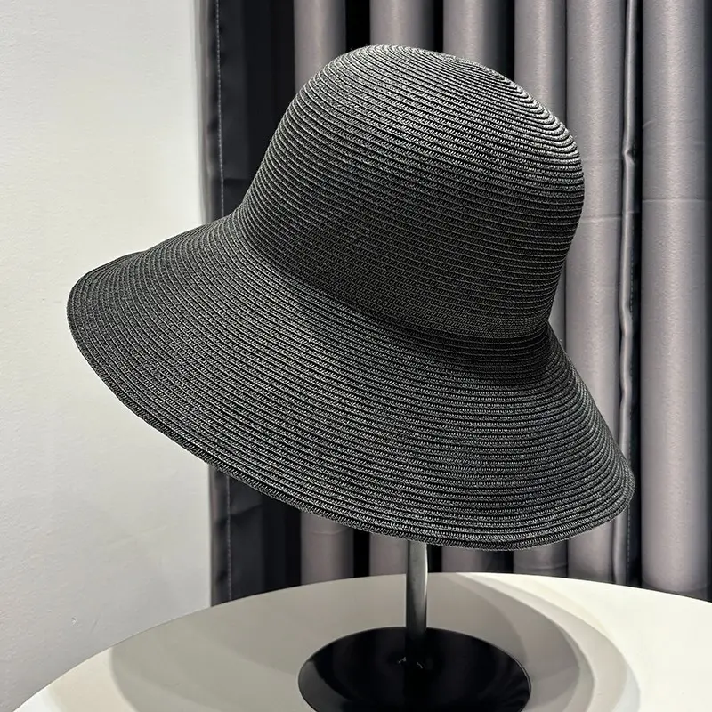 Japanese Minimalist Foldable Travel Sun Hat, Beach Fisherman Hat, Women's Spring and Summer Grass Hat, Sun Hat, Sun Hat