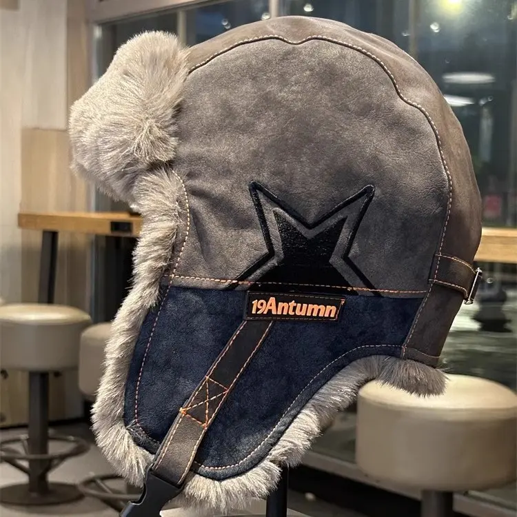 New Lei Feng Hat with Winter Velvet and Thick Insulation, Riding Ear Protection, Soft Top Hat, Outdoor Windproof Skiing Hat