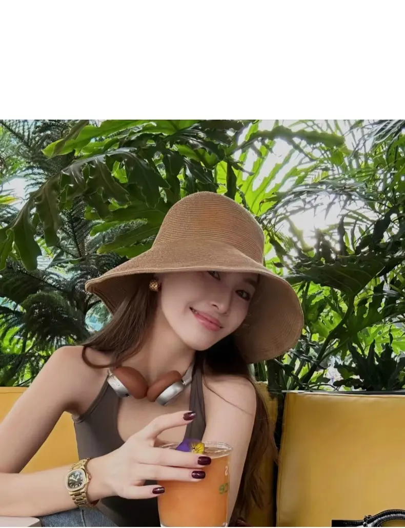 Japanese Minimalist Foldable Travel Sun Hat, Beach Fisherman Hat, Women's Spring and Summer Grass Hat, Sun Hat, Sun Hat
