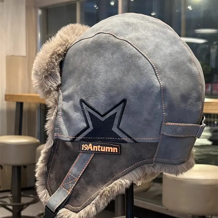 New Lei Feng Hat with Winter Velvet and Thick Insulation, Riding Ear Protection, Soft Top Hat, Outdoor Windproof Skiing Hat