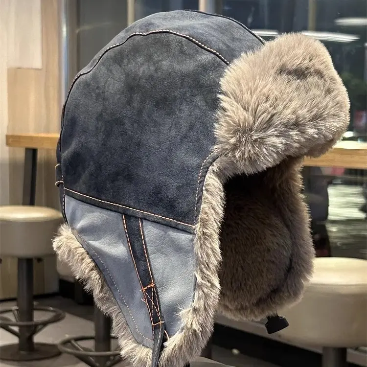 New Lei Feng Hat with Winter Velvet and Thick Insulation, Riding Ear Protection, Soft Top Hat, Outdoor Windproof Skiing Hat