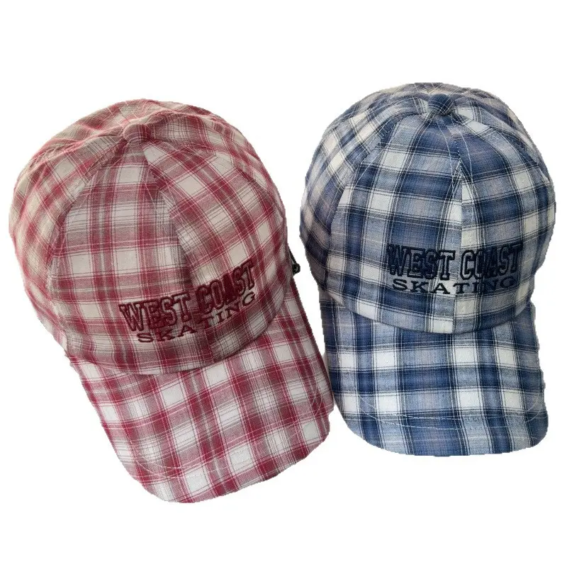 New Retro Checkered Duckbill Cap, Summer Embroidered Letters, Versatile Baseball Cap, Travel Casual Sun Hat