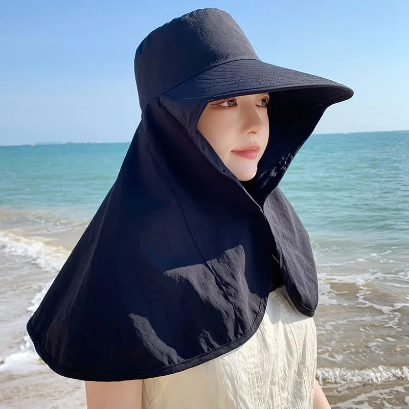 Enlarged Shawl Sun Protection Hat, Summer Women's One-piece Sun Hat, Outdoor Large Brim, UV Resistant Cycling Hat
