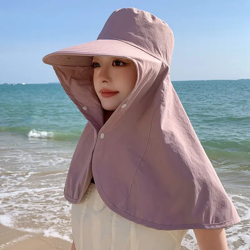 Enlarged Shawl Sun Protection Hat, Summer Women's One-piece Sun Hat, Outdoor Large Brim, UV Resistant Cycling Hat