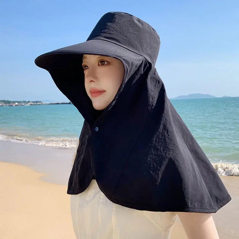 Enlarged Shawl Sun Protection Hat, Summer Women's One-piece Sun Hat, Outdoor Large Brim, UV Resistant Cycling Hat