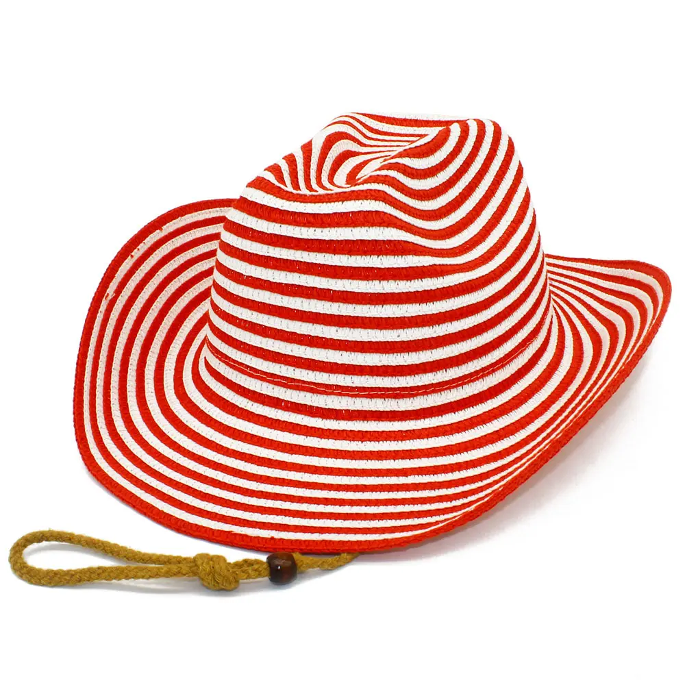 Fashion Color blocked Grass woven Top Hat Spring and Summer Western Cowboy Hat Outdoor Travel Sunshade Hat