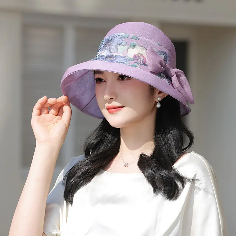Ougansha Fisherman's Hat Fashion New Style Curled Edge Spring/Summer Thin Elegant Top Hat Travel Sunshade Cap