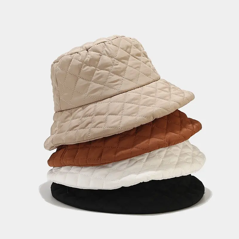Autumn and Winter Fisherman Hat, Women's Japanese Solid Color Down Cotton Warm Hat, Fashionable and Simple Soft Basin Hat