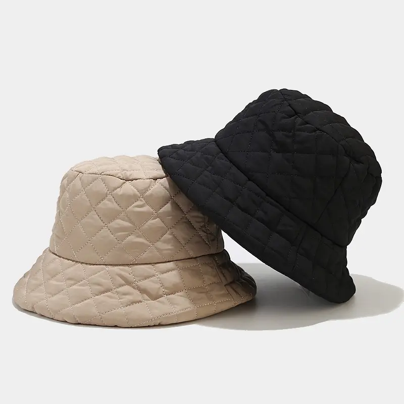 Autumn and Winter Fisherman Hat, Women's Japanese Solid Color Down Cotton Warm Hat, Fashionable and Simple Soft Basin Hat