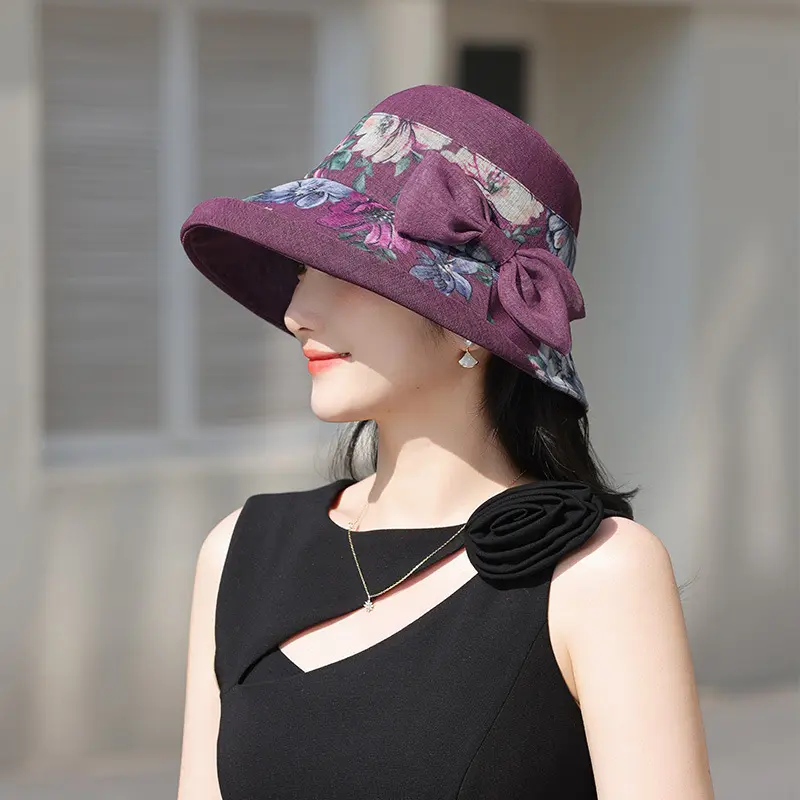 Ougansha Fisherman's Hat Fashion New Style Curled Edge Spring/Summer Thin Elegant Top Hat Travel Sunshade Cap