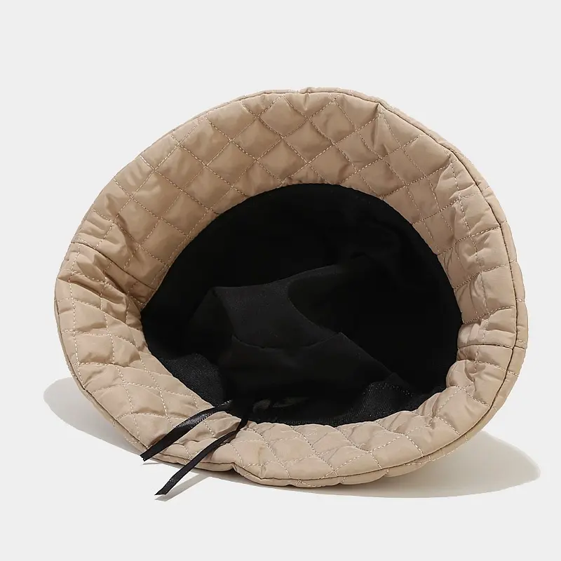 Autumn and Winter Fisherman Hat, Women's Japanese Solid Color Down Cotton Warm Hat, Fashionable and Simple Soft Basin Hat