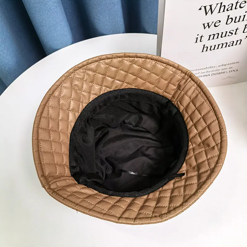 Autumn and Winter Hats with Versatile Large Brim, Waterproof PU Cotton Fisherman Hat, Women's Korean Version Warm Hat