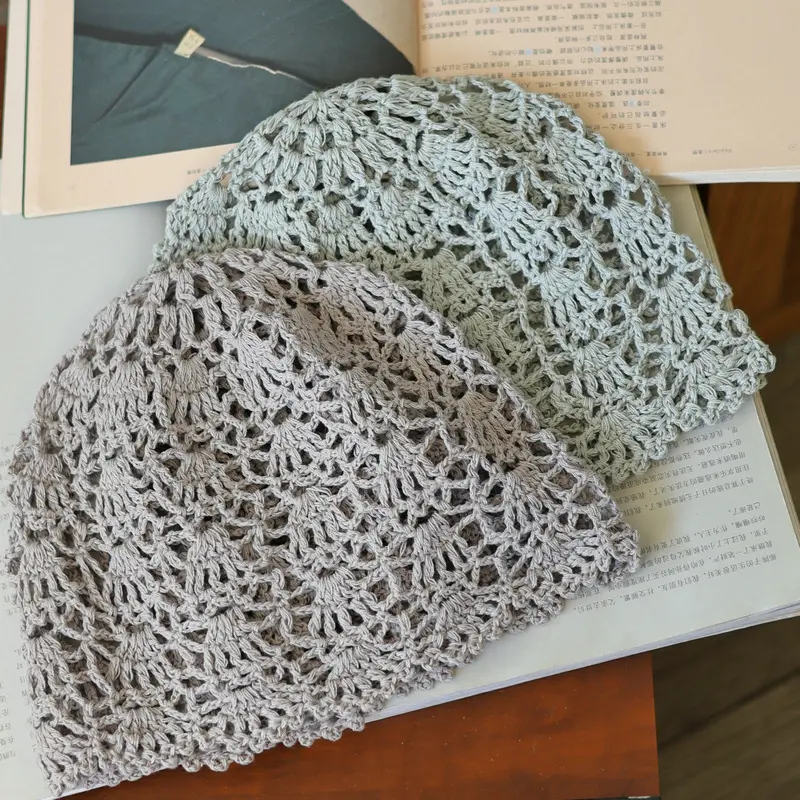 Retro Elegant Cotton and Linen Hat, Three-dimensional Flower Hollow Handmade Toe Cap, Thin Hook Flower Hat