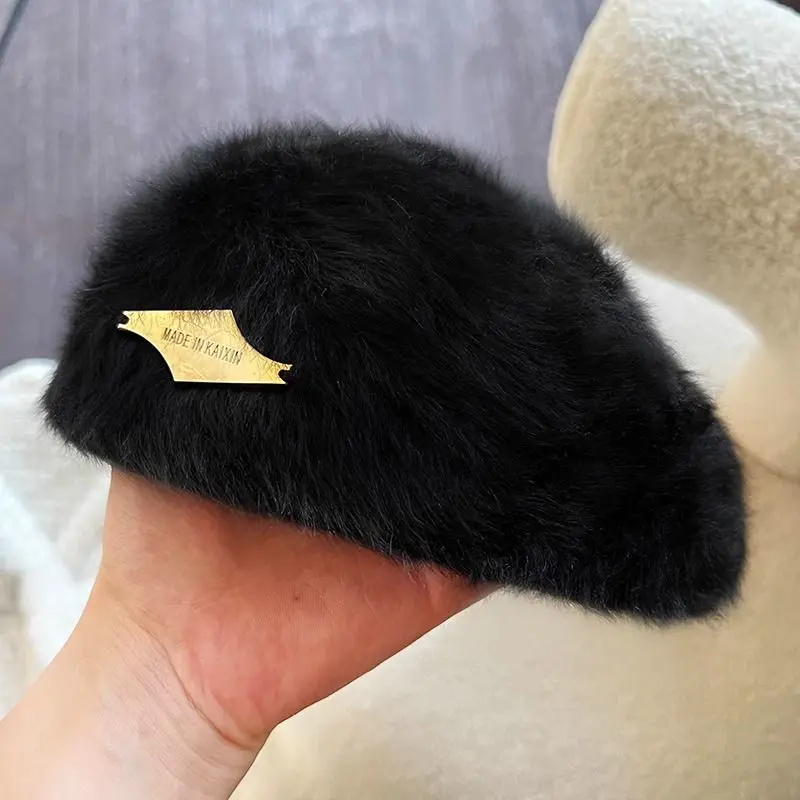 Winter beret Korean version versatile forward hat rabbit fur winter women's bud hat
