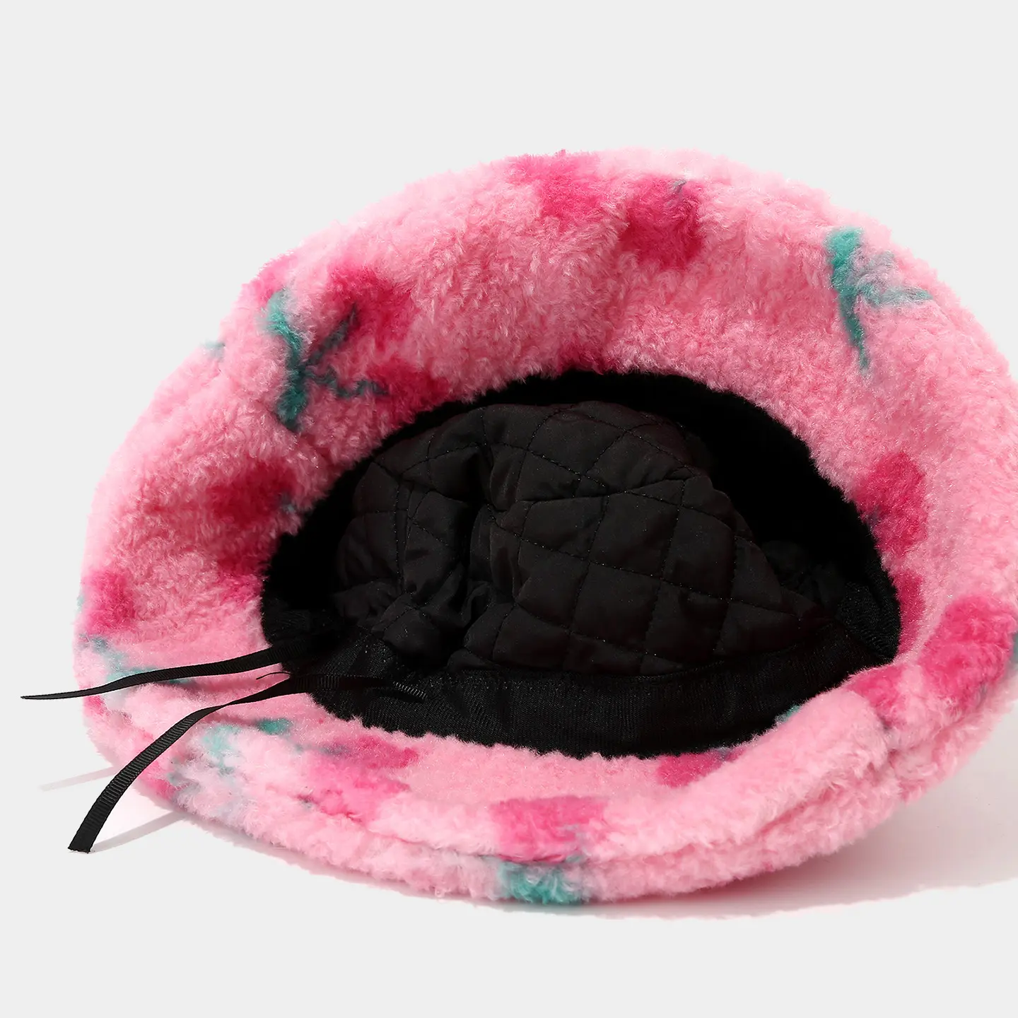 Fashionable Printed Pattern Plush Basin Hat, Trendy College Style, Cute Winter Warm Fisherman Hat