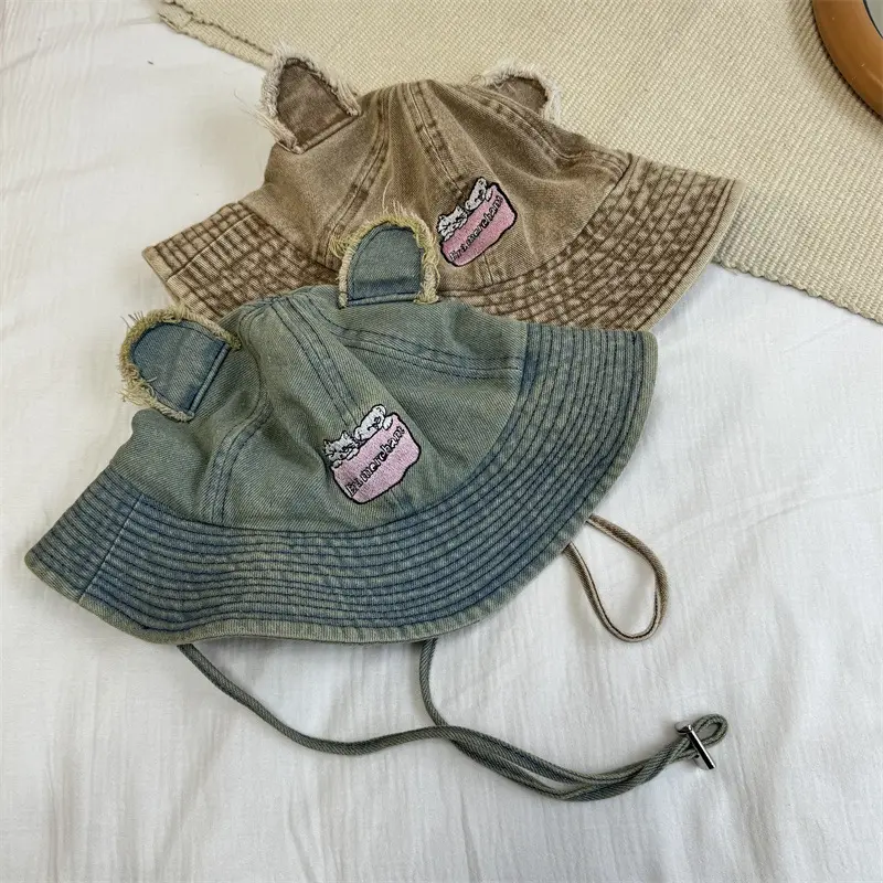 Fashionable and Cute Ears Cowboy Fisherman Hat Women's Retro Versatile Hat Outdoor Sunshade Basin Hat
