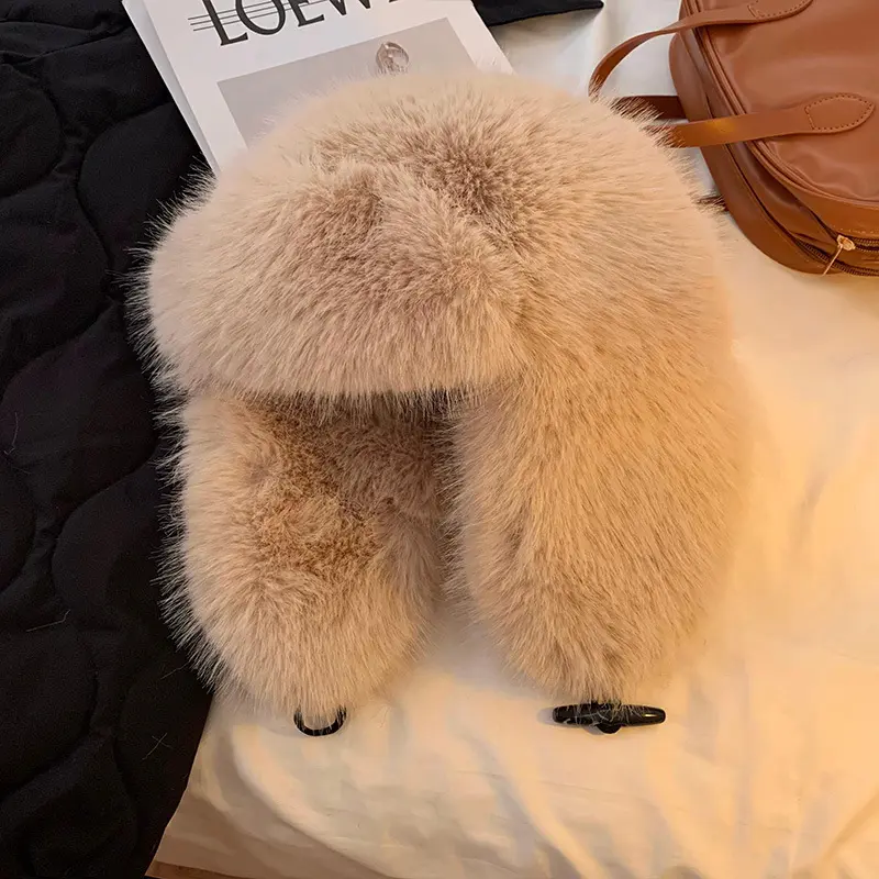 Plush Lei Feng Hat Winter 2025 New Cow Horn Buckle Warm And Thick Ear Protection, Cold And Windproof Toe Cap