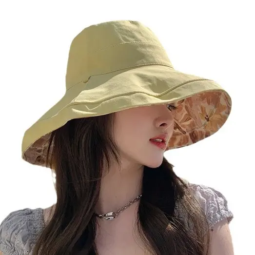Summer Sun Protection, UV Protection Large Brimmed Hat, Sun Hat, Versatile for Spring And Autumn Japanese Double-Sided Basin Hat
