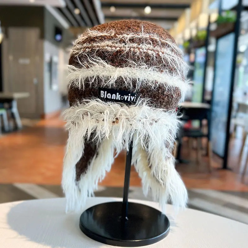 Korean Version Neck Protection Plush Hat, Children's Autumn and Winter Warm Ear Protection Knitted Hat, Fashionable Toe Cap