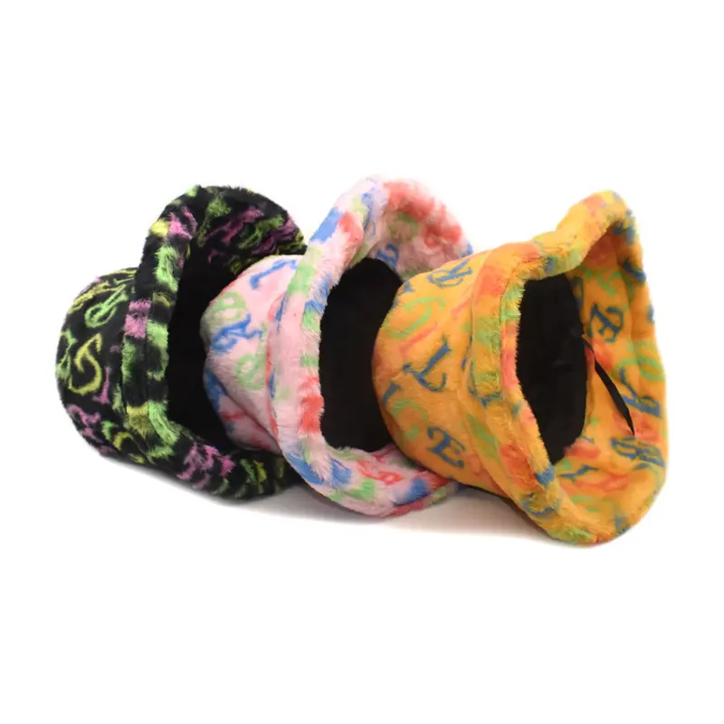 Winter New Hat Women's Colorful Letter Printed Thick Warm Fisherman Hat Outdoor Sun Hat