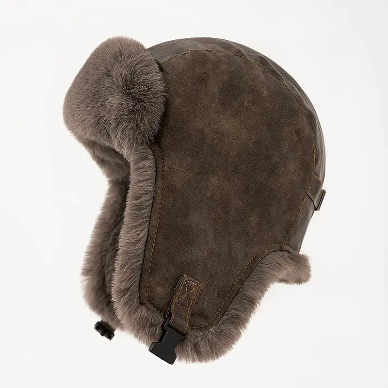 Lei Feng Hat Men's Winter Thick Pilot Warm Hat Windproof and Cold Cycling Ear Protection Leather Hat