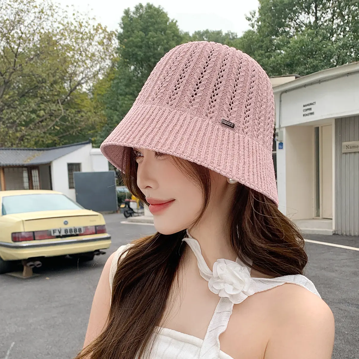 New Spring And Summer Knitted Solid Color BucKet Hat For Women's Outdoor Sunshade And Breathable Hat, Versatile Basin Hat