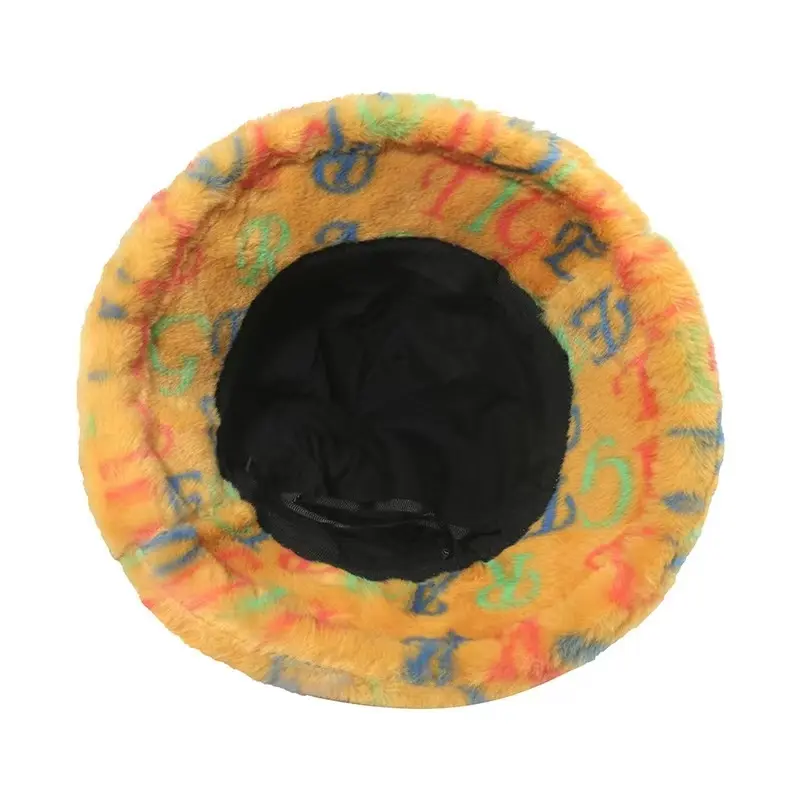 Winter New Hat Women's Colorful Letter Printed Thick Warm Fisherman Hat Outdoor Sun Hat