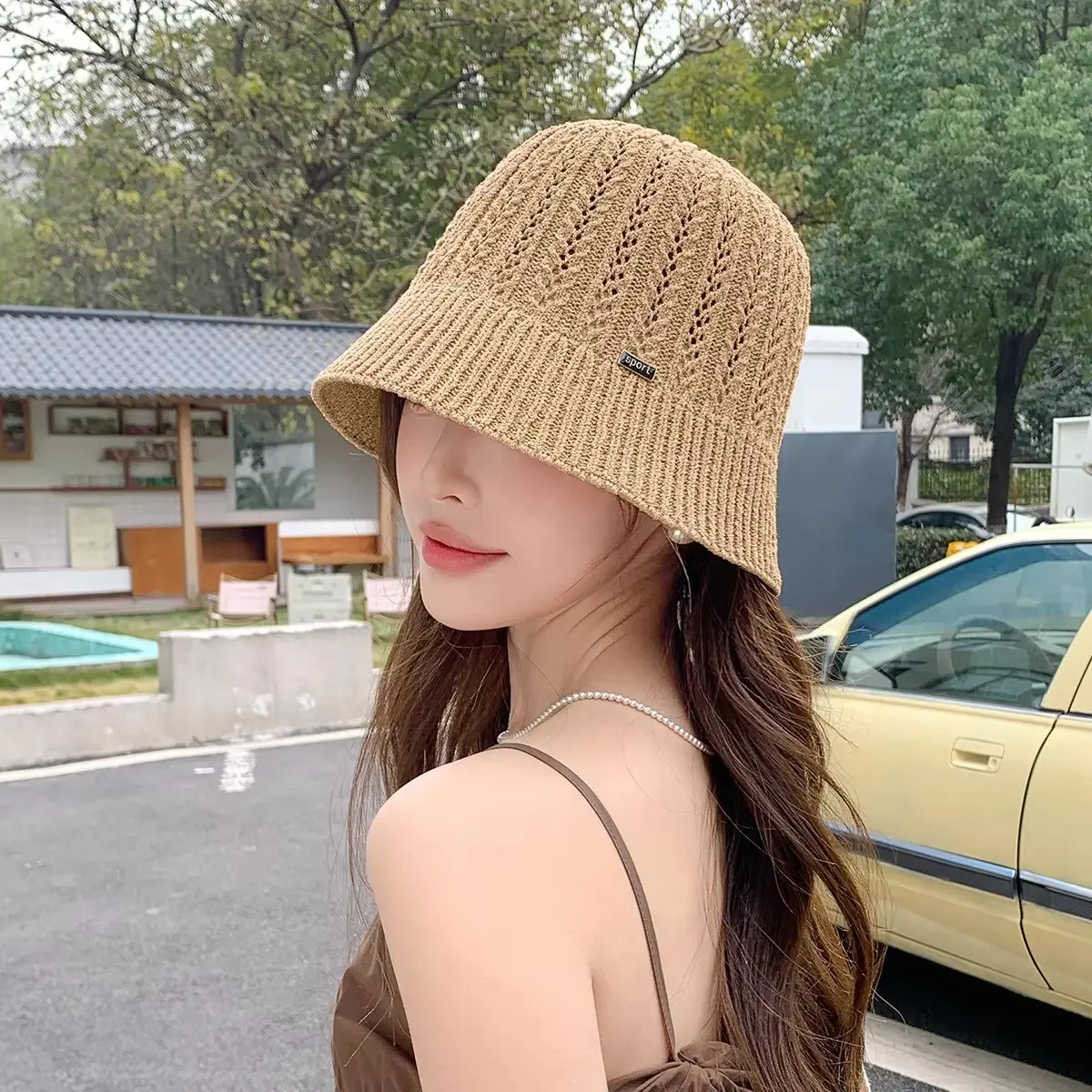 New Spring And Summer Knitted Solid Color BucKet Hat For Women's Outdoor Sunshade And Breathable Hat, Versatile Basin Hat