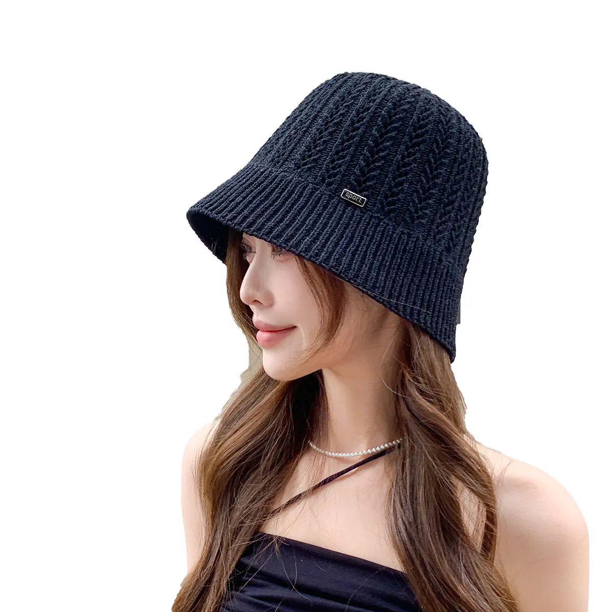 New Spring And Summer Knitted Solid Color BucKet Hat For Women's Outdoor Sunshade And Breathable Hat, Versatile Basin Hat