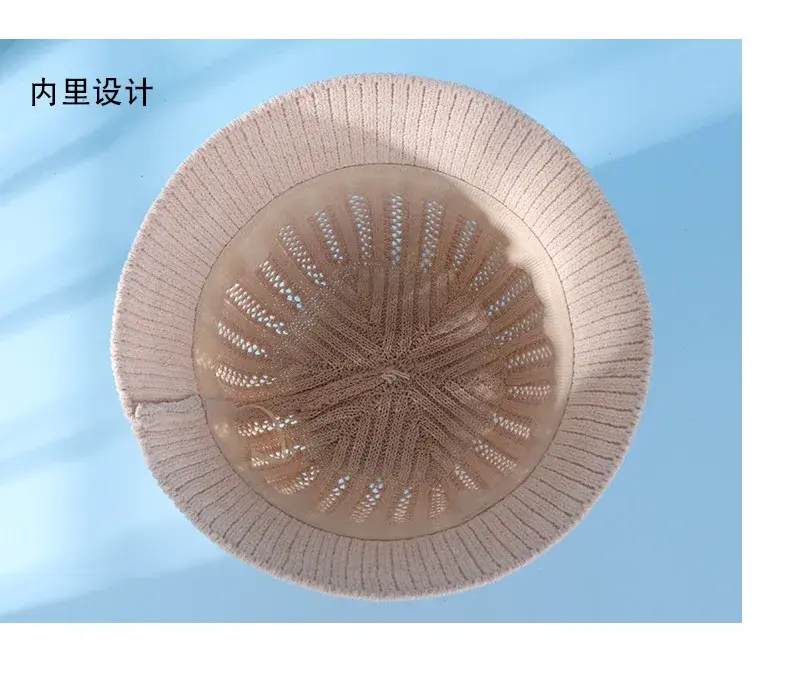 New Spring And Summer Knitted Solid Color BucKet Hat For Women's Outdoor Sunshade And Breathable Hat, Versatile Basin Hat