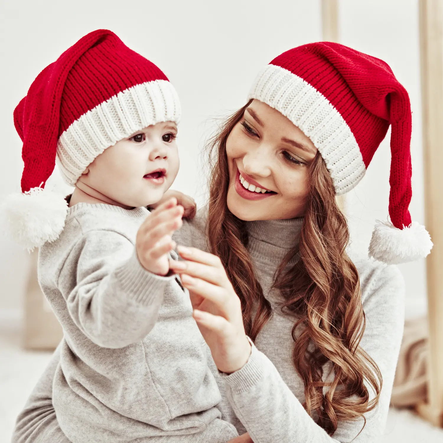 Autumn and Winter New Parent Child Knitted Christmas Hat Single Ball Acrylic Baby Mom Warm Knitted Hat